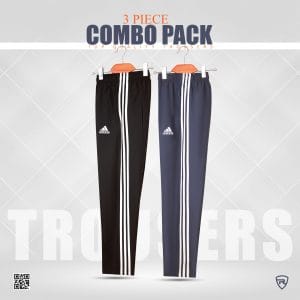 Rawaj Premium Imported China 3 Strep Trauser (2 Piece Combo Black & Ash)