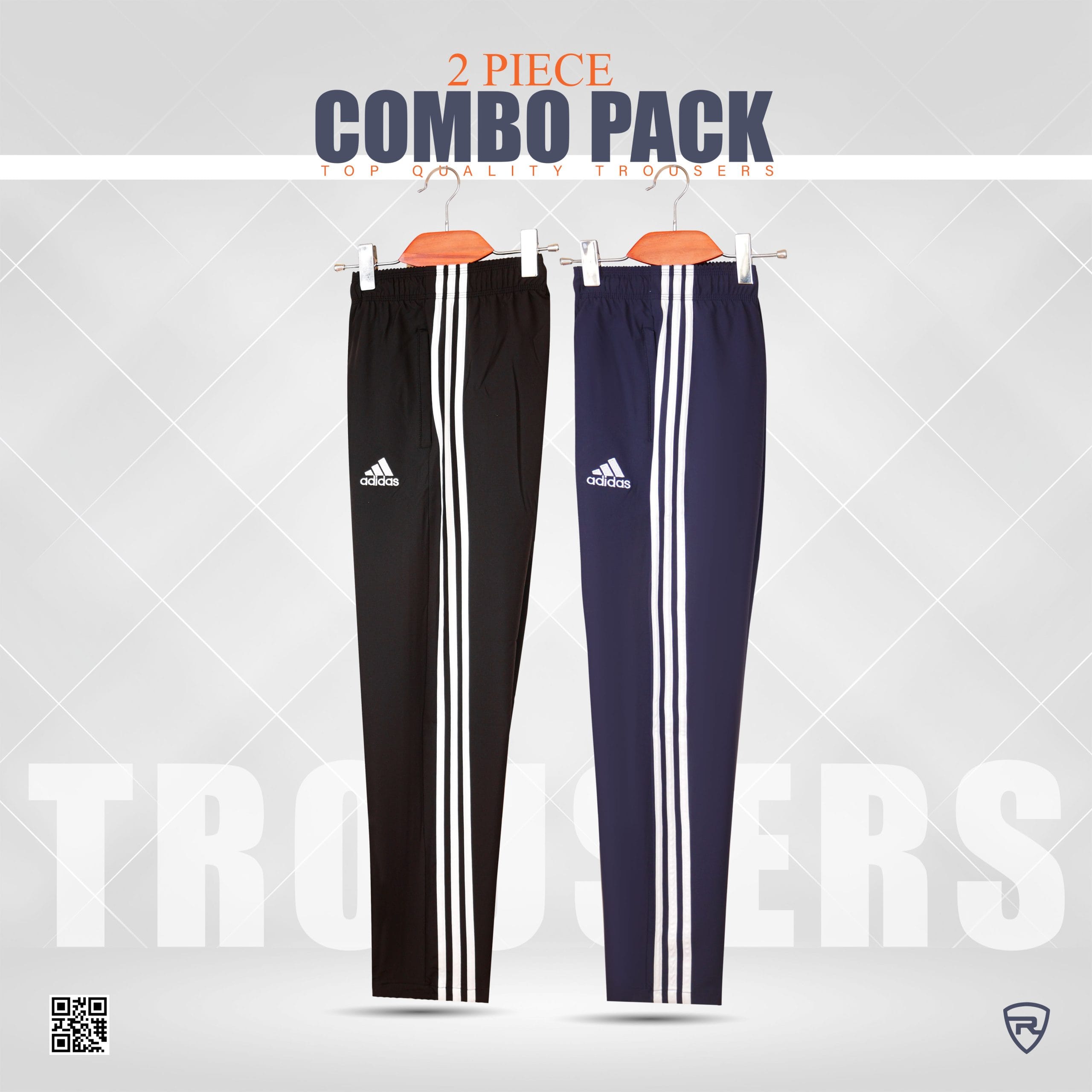 Rawaj Premium Imported China 3 Strep Trauser (2 Piece Combo Black & Navy Blue )