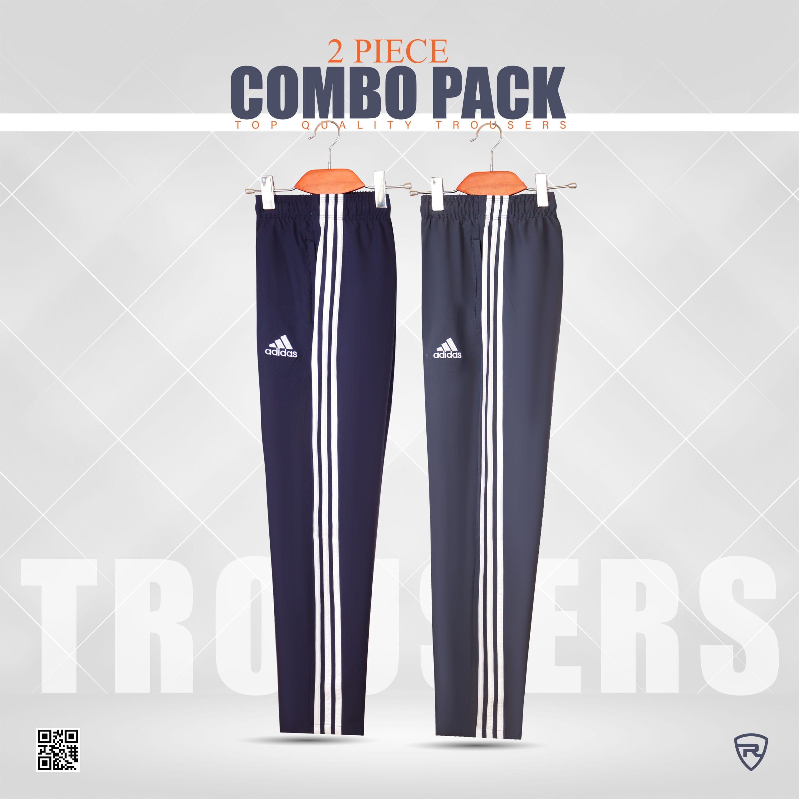 Rawaj Premium Imported China 3 Strep Trauser (2 Piece Combo Navy Blue & Ash)