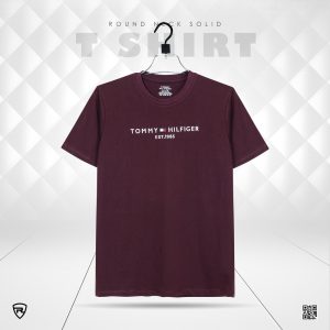 Premium 100% Cotton Tommy Hilfiger T-Shirt (Maroon)